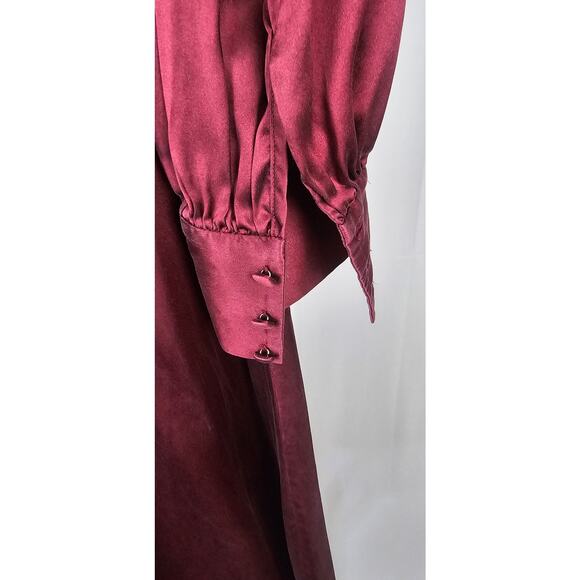 Reformation Stevie Burgundy Satin Dress Women’s Size 6 Vintage-Inspired - Picture 6 of 7